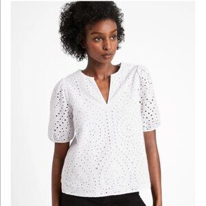 Banana Republic White Eyelet Blouse Size Small - NWT